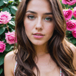 Brunetka Różowe Kwiaty